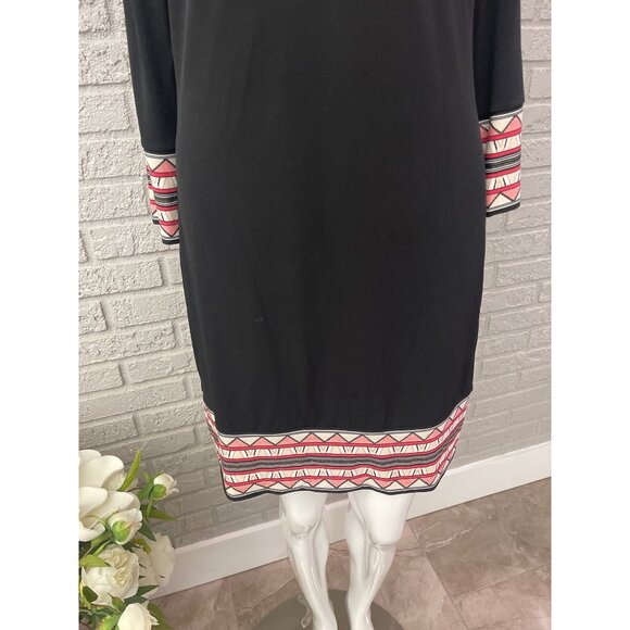 White House Black Market Women Aztec Embroidery Trim Long Sleeve Shift Dress Siz - Picture 5 of 11